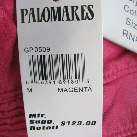 PALOMARES LADIES MAGENTA VEGAN LEATHER BOMBER JACKET - Picture 14 of 14